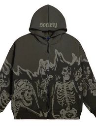 Men's Hoodies Sweatshirts BIG PROMOTION Y2K Autumn and Winter Men's Gothic Millennium Style Round Neck Skeleton Sweater Long Sleeve Skull Top Coat 231206