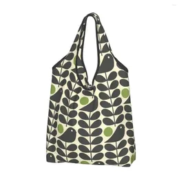 Shopping Bags Orla Kiely Flower Pattern Reusable Grocery Bag Foldable 50LB Weight Capacity Abstract Eco Eco-Friendly