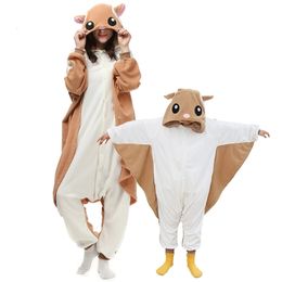 Women's Sleepwear Kids Flying Squirrel Onesie Adult Women Men Kigurumis Pyjamas Animal Cartoon Pyjama Homewear Halloween Cosplay Party Costume XXL 231206