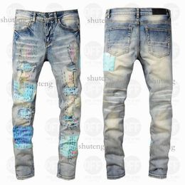 Amirs Mens Designers Jeans Distressed Ripped Biker Slim Straight Denim for Men S Print Army Fashion Mans Skinny Pant 159