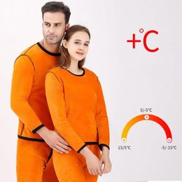 Men's Thermal Underwear Men Set Unisex Winter Warm Thick Fleece Lined Long Sleeve Pyjama For Homewear Weather