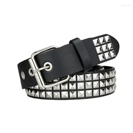 Belts Women Men Belt PU Leather Rivets Square Bead Metal Punk Style Adjustable Cinch 105/115/125cm Designer 2023
