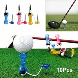 Golf Tees 10Pcs Spring Golf Tees Unbreakable Plastic 70/80mm Long Bulk Reusable Flexible Tee Lift Step for Men Women Practise Training 231204