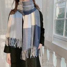 Scarves Scarf Women's Winter Cashmere Like Scarfs South Korea Wrap Plaid Warmth Women