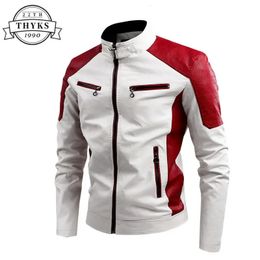 Men's Leather Faux Leather Motorcycle Mens Leather Jacket Casual Windbreaker Waterproof Pu Leather Coat Male Fishing Camping Outdoor Jacket Plus Size S-4XL 231207