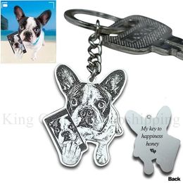 Key Rings 2023 Christmas Day Customised Cute Pet Engrave Pos Keychain Handmade Pictures of Cats and Dogs Memory Jewellery 231206