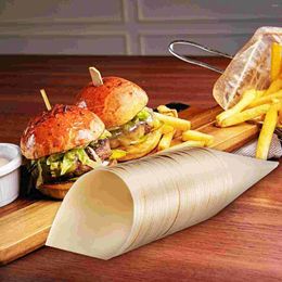 Disposable Dinnerware 100 Pcs Veneer Roll French Fries Wooden Cones Dessert Small Ice Cream Product Charcuterie Tasting