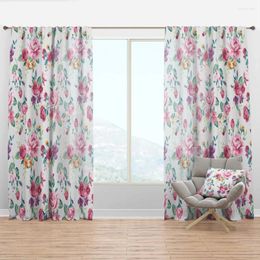 Curtain Blossom Pink XXXI' Floral Panel Window Curtains For Living Room