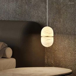 Pendant Lamps Postmodern Creative Cafe Decorative Brass Marble Chandelier Nordic Bedroom Bedside Study Aisle Led Light