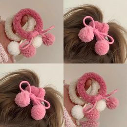 Hair Accessories 1PCS Lovely Princess Lamb Feather Cherry Ball Girls Kids Elastic Bands Children Ties Baby Headwear