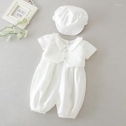 Girl Dresses Born Baby Boy Suit Birthday Outfit Clothing Set Classc Waist Jacket And Romper Onesie Caps Baptism Costume