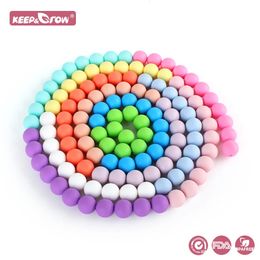 Teethers Toys 50Pcs 15mm Silicone Beads Food Grade Round Baby Teething DIY Pacifier Chain Necklace Chewable Nursing Teether 231206