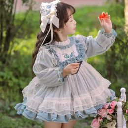 Girl's Dresses Baby Girl Lolita Princess Tutu Dress Toddler Child Elegant Vintage Bow Lace Ball Gown Party Birthday Costume Clothes 1 10Y 231207