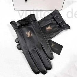 Five Fingers Gloves Designer Brand Letter Printing Thicken Keep Warm Glove Winter Outdoor Sports Pure Cotton Faux Leather Accessories 2MHA