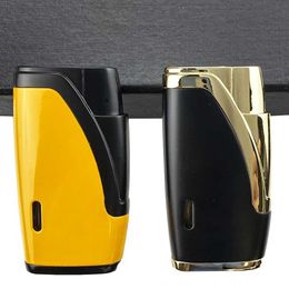 Cigar Lighters 2 Jet Torch Flame Refillable with Punch Butance Cigarette Tobacco Tool Accessories for Gift Box