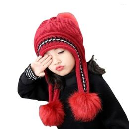 Hats Children Knitted Hat Plush Ball Decoration Autumn Winter Coldproof Knitting Beanie