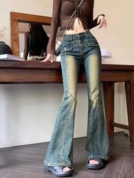 Women's Jeans S-XL Autumn 2023 Korean Style Womens Flare Long Denim Pants High Waist Vintage Casual Trouser Female(L9017