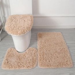 Toilet Seat Covers 3Pcs Anti Slip Bath Mat Super Water Absorbent Carpet Kit Bathroom Rug Blankets Throws Shower Floor Mats Decor
