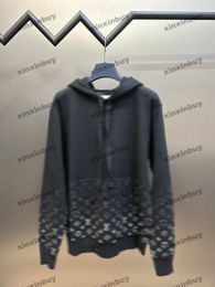 xinxinbuy Men designer Hoodie Sweatshirt Gradient letter woolen jacquard long sleeve women blue Black white gray XS-2XL