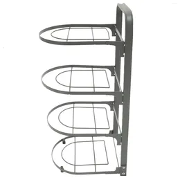 Kitchen Storage Heavy Duty Pan Organiser Portable Countertop Pot Rack Collapsible Pots Carbon Steel Draining Multi-tier