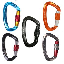 Carabiners XINDA 25KN Mountaineering Caving Rock Climbing Carabiner D Shaped Safety Master Screw Lock Buckle Escalade Equipement 231206