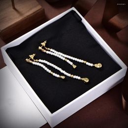 Dangle Earrings 2023 Classic Pearl Long Chain Metal Pendant Trendy Personality Famous European Luxury Jewellery For Women Party.