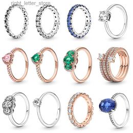 Solitaire Ring High-Quality New 925 Sterling Silver pan Sparkling Row Eternity Ring Three Stone Vintage Ring Fit Party Woman Jewellery Gift YQ231207