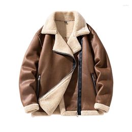 Men's Jackets 2023 Autumn Winter Suede Leather Men Motorcycle Punk Style Streetwear Fur Lined Thick Warm Coats