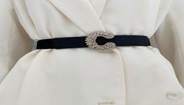 Belts For Women Luxury Designer Brand Elastic Belt Lady Decorative Dress C Type Rhinestone Drill Buckle Waist Sealing Sash7766974