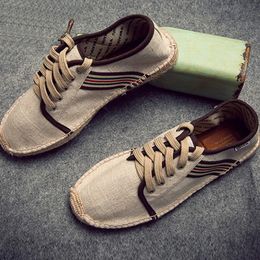 Dress Shoes Fashion Men Espadrilles Canvas Man Fisherman Luxury Brand Designer Lace Up Flats Breathable Casual 231207