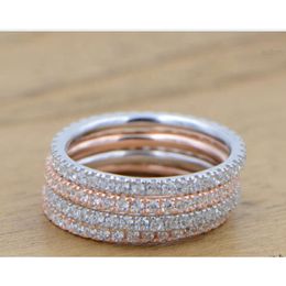 Hot Sale Fashion Simple Women Engagement Diamond Moissanite Wedding Rings S925 Sterling Silver Ring