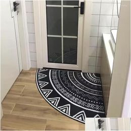 Carpets Quarter Circle Area Rug Corner Decorative Fluffy Carpet For Living Room Nordic Bedroom Rugs Plush Foot Mat Soft Entrance Drop Otrl8