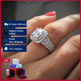 Solitaire Ring HOYON Square zircon ring for Women Bague Full White Loose Diamond Wedding Jewellery YQ231207