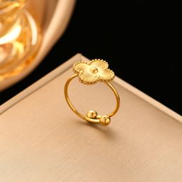 Designerring 4/fyra bladklöver ring kvinnors ring guld silver pläterade kärleksringar lyxiga smycken tillbehör parti gåva