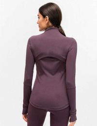 L-18 Autumn Winter Zipper Define Jacket Quick-Drying Outfit Yoga Clothes Long-Sleeve Thumb Hole Training Running Women Piglulu Slim