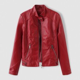 Women's Leather Faux American Retro Jacket's Long Sleeve Jackets Slim Fit Lapel Bomber Jacket Motorcycle Coats 231206