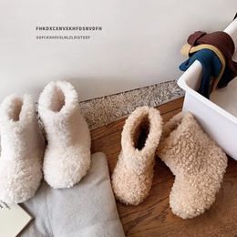 Sneakers Kids Shoes for Girl Korean Style Girls Snow Boots 2023 Winter Fashionable Lamb Wool Warm Mid Calf Fluffy 231207