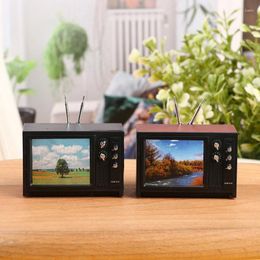 Decorative Figurines 1 Pc 1:12 Dollhouse Miniature Television TV W/Picture Doll House Furniture Model Toy