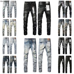 Purple Jeans Mens Womens High-quality Jeans Fashion designer Distressed Ripped Bikers Womens Denim cargo For Men Black Pants