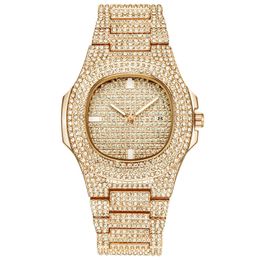 Relógios femininos 43mm moda luxo data quartzo completo diamante relógio feminino ouro aço inoxidável relógio de negócios montres de marca de luxo