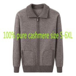 Men's Jackets High Quality Pure Cashmere Men Thickened Zipper Cardigan Coat Computer Knitted Turn down Collar Casual Sweater Plus Size 6XL 231207