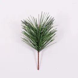 Decorative Flowers 20Pcs Simulation Pine Needles PVC Plastic Leaves Artificial Plants Imitation Plant For Christmas Party Handcraft Home