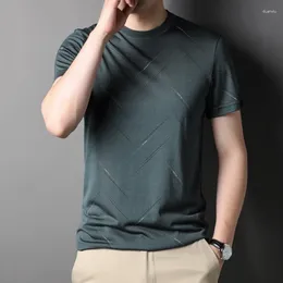 Men's T Shirts Summer Knitted Short Sleeve T-Shirt Loose O-Neck Half Ice Silk Breathable Tops Casual Tees