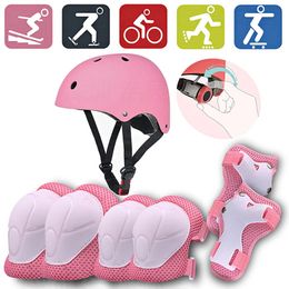 Skate Protective Gear Hirigin 7Pcs/set Kids Boy Girl Safety Helmet Knee Elbow Pad Sets Children Cycling Skate Bicycle Helmet Protection Safety Guard 231206