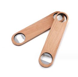 Wooden Handle Bottle Opener Kitchen Bar Blade Beer Bottle Openers Vintage Wood Stainless Steel Bartender wine Opener Tool