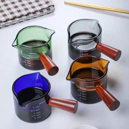 Tumblers Withered Wholesale Coloured Glass Wooden Handle Double Mouth Milk Cup Coffee Italian M