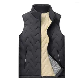 Men's Vests Men Vest Padded Thick Plush Stand Collar Warm Windproof Waistcoat Fall Winter Velvet Chaleco Hombre