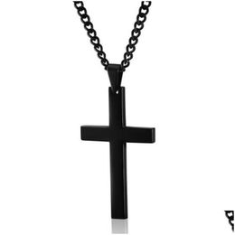 Other Mens Stainless Steel Cross Pendant Necklaces Party Supplies Men Relin Faith Crucifix Charm Titanium Steels Chain For Women Fas Dh4Ch