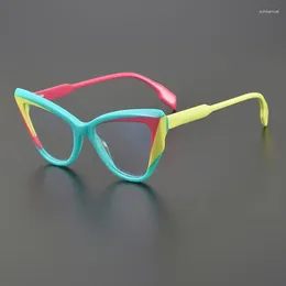 Sunglasses Frames Designer Literary Niche Cat-eye Fashion Eyeglasses Frame Men And Women Multi-colored Small Face Acetic Acid Optical