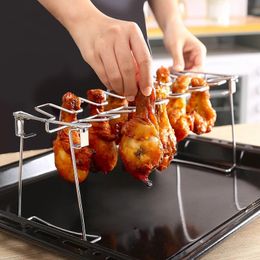 BBQ Tools Accessories 1pc Grill Rack Stainless Steel Chicken Leg For Oven Barbecue Kitchen Supplies 231207